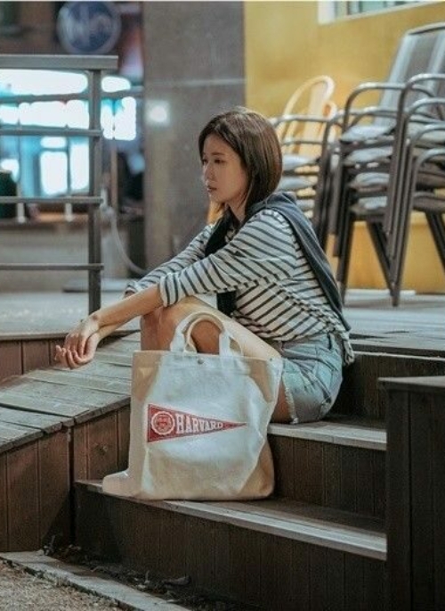 Beige Harvard Canvas Bag | Kang Mi Rae - My ID is Gangnam Beauty