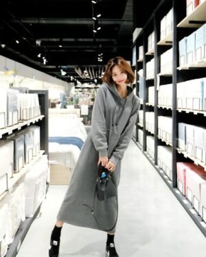 Grey Long Hoodie Dress | Cha Soo-Hyun - Encounter