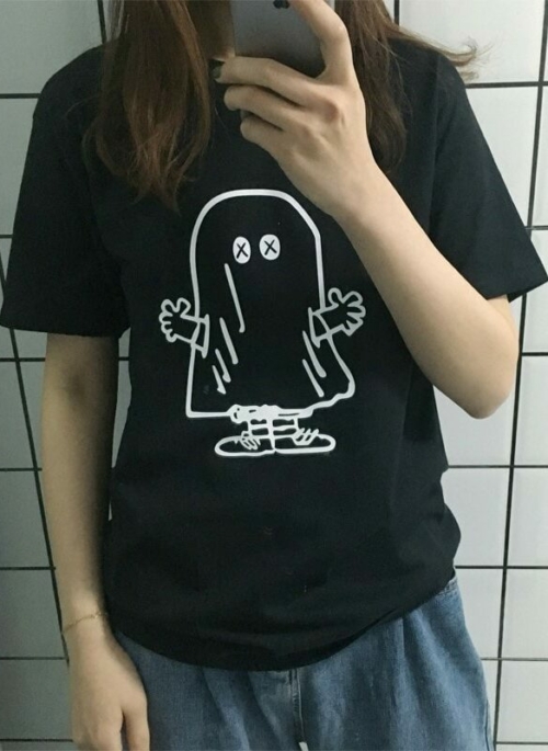 Black Cute Ghost Cartoon T-Shirt | J-Hope – BTS