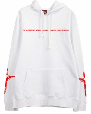 White "The Best Defense Against Abuse Of Power Is Public Scrutiny" Hoodie | Suga - BTS