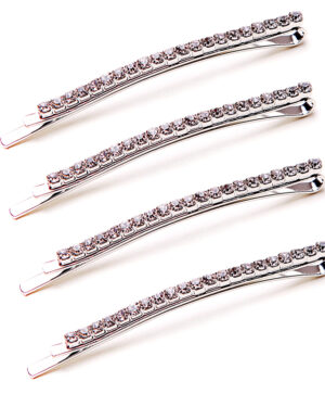 Silver Set of 4 Long Rhinestone Bobby Pins | Jennie - BlackPink