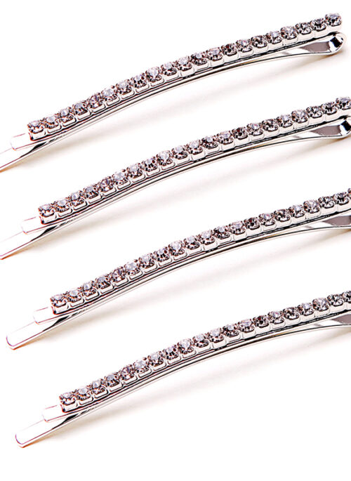 Silver Set of 4 Long Rhinestone Bobby Pins | Jennie - BlackPink