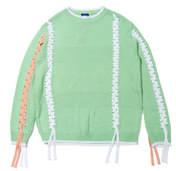 Green Lace-Up Sweater | Joy - Red Velvet