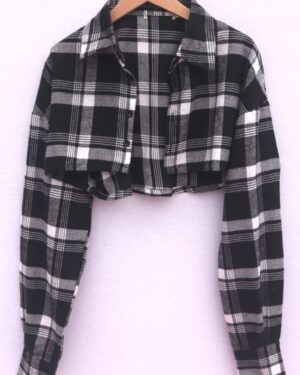 Black Plaid Cropped Shirt | Jennie - BlackPink