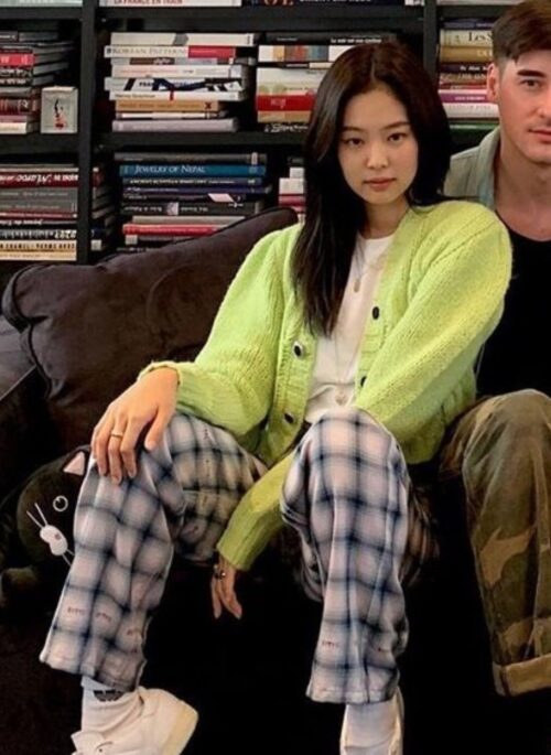 Sky Blue Tartan Straight Pants | Jennie – Blackpink