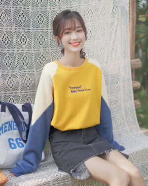 Yellow Dimensional Round Neck Sweater