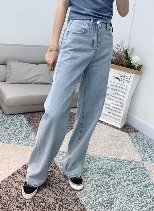 Blue Wide-Leg Denim Jeans | Jisoo – Blackpink