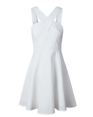 White Crossed Neck Dress | IU