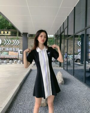 Black And White Tennis Shirt Dress | Joy - Red Velvet