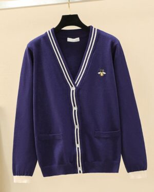 Navy Blue Cardigan With Bee Embroidery | Taeyong - NCT