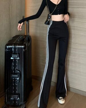 Black Flared Track Pants | Lisa - BlackPink