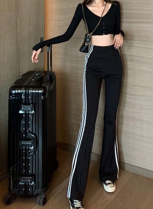 Black Flared Track Pants | Lisa – BlackPink