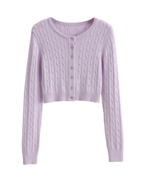 Lilac Knitted Cardigan | Yeri - Red Velvet