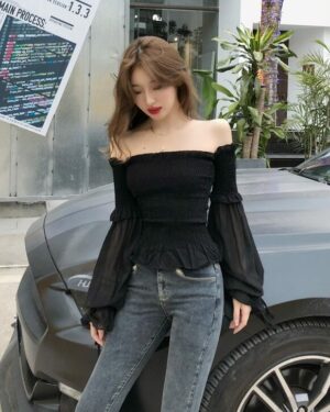 Black Off-Shoulder Top | Irene - Red Velvet