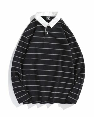 Black Classic Stripe Polo Shirt | LeeKnow - Stray Kids