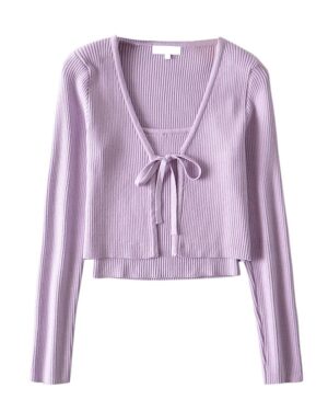 Lilac Cropped Top and Cardigan Set | Jennie - BlackPink