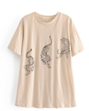 Beige Tiger Print T-shirt | Solar - Mamamoo