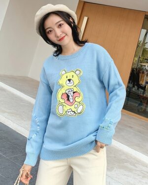 Blue Teddy Bear Knitted Sweater | Chanyeol - EXO