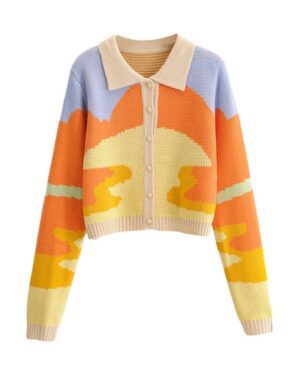 Orange Retro Style Painted Cardigan | Lisa - BlackPink