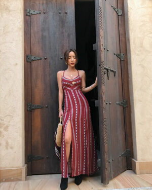 Red Ethnic Backless Maxi Dress | IU