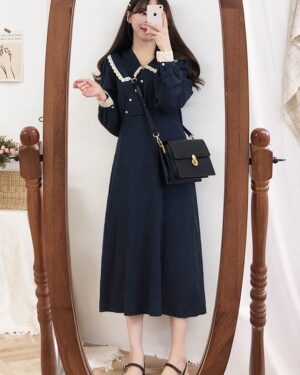 Navy Blue Doll Collar Dress | Seulgi - Red Velvet