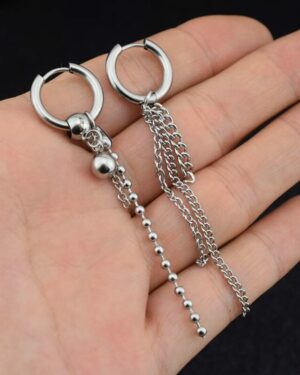 Silver Asymmetrical Chain Earrings | Jimin – BTS