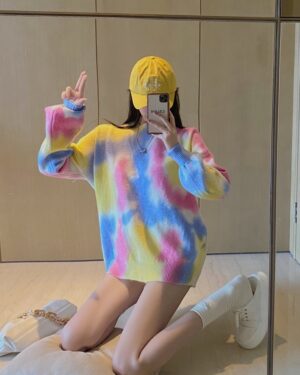 Multicolored Tricolor Tie-Dye Sweater | Kim Lip - Loona