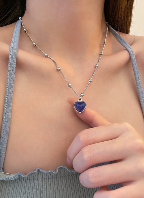 Blue Color-Changing Heart Necklace | Taehyung – BTS