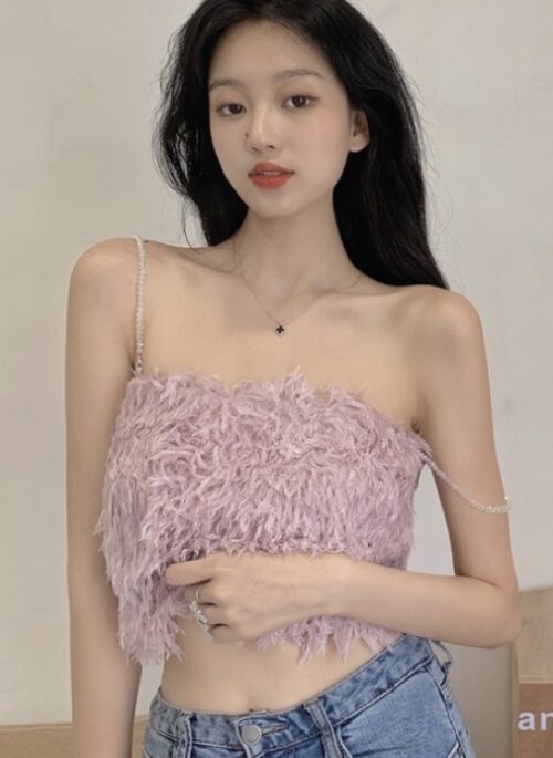 Pink Fluffy Cropped Top | Lisa – BlackPink