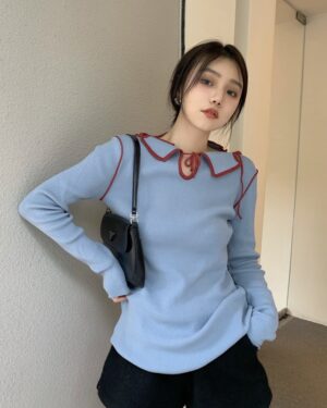 Blue Tie-Collar Top | Ryujin - ITZY