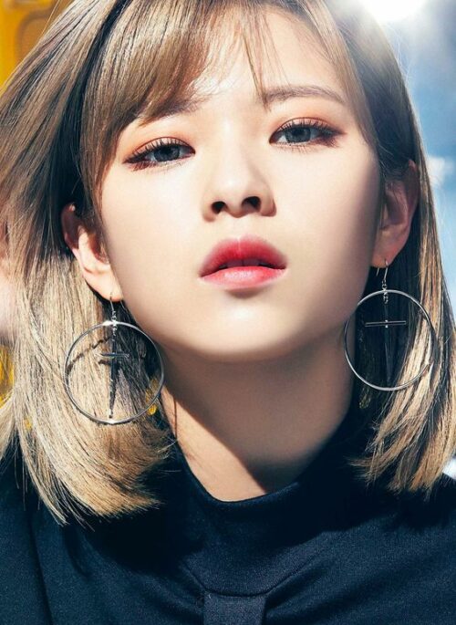 Silver  Enclosed  Cross Earrings | Jeongyeon – Twice