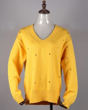 Yellow Distressed V-Neck Sweater | Jeonghan - Seventeen