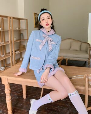 Blue Bowknot Woolen Jacket | Yuqi - (G)I-DLE