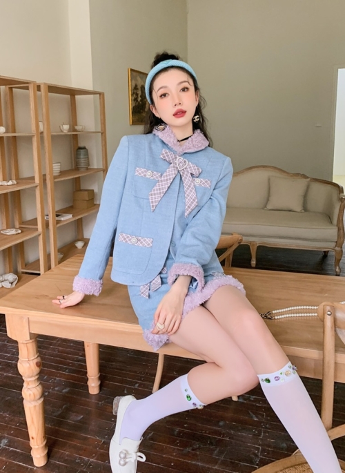 Blue Bowknot Woolen Jacket | Yuqi – (G)I-DLE