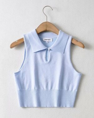 Blue Sleeveless Knitted Top | E:U - Everglow