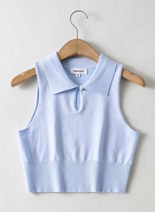 Blue Sleeveless Knitted Top | E:U – Everglow