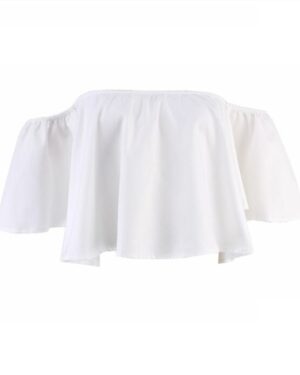 White Off Shoulder Crop Top | Chung Ha