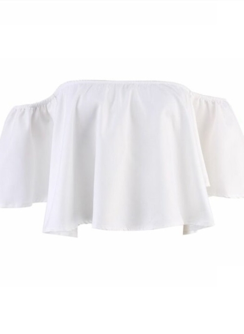 White Off Shoulder Crop Top | Chung Ha