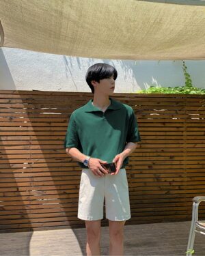 Dark Green Short Sleeves Polo Shirt | Kim Ji Woong - Our Beloved Summer