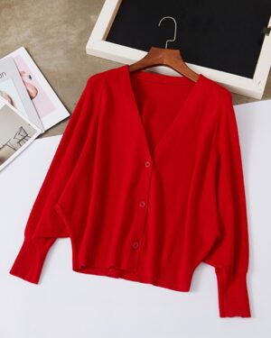 Red Balloon Sleeve Cardigan | Yuna - ITZY