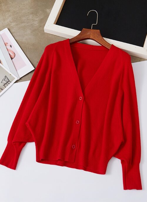 Red Balloon Sleeve Cardigan | Yuna – ITZY