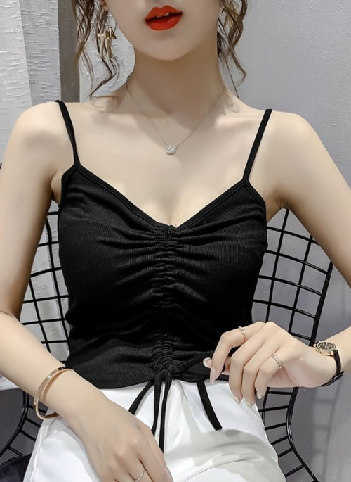 Black Drawstring Sling Crop Top | Ryujin - ITZY