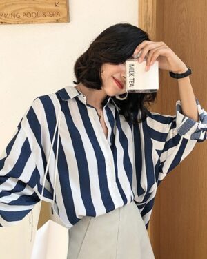 Blue And White Stripes Shirt | Eunwoo - Astro