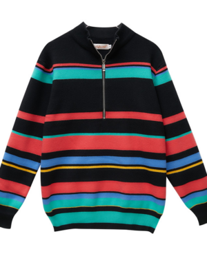 Black Mock Neck Sweater With Colorful Stripes | Jackson - GOT7