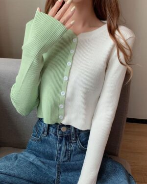 Green Colorblock Cardigan | Jennie - BlackPink