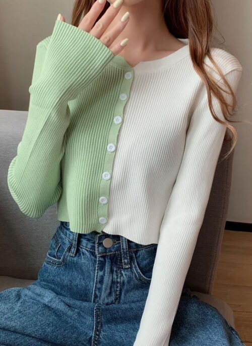 Green Colorblock Cardigan | Jennie – BlackPink