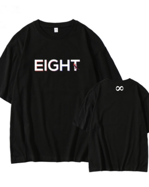 Black "Eight" Word Round Neck T-Shirt | IU