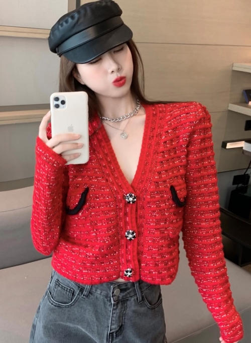 Red Textured Cardigan | Jennie – BlackPink