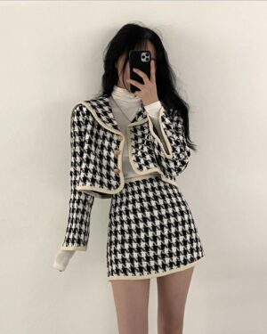 White And Black Sailor Collar Tweed Jacket | Miyeon - (G)I-DLE