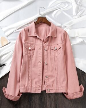 Pink Collared Denim Jacket | Jungkook - BTS